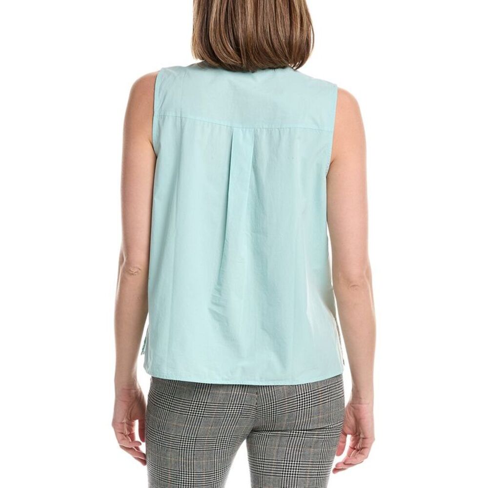 Eileen Fisher Womens  Mandarin Collar Shirt, Blue - Picture 2 of 3
